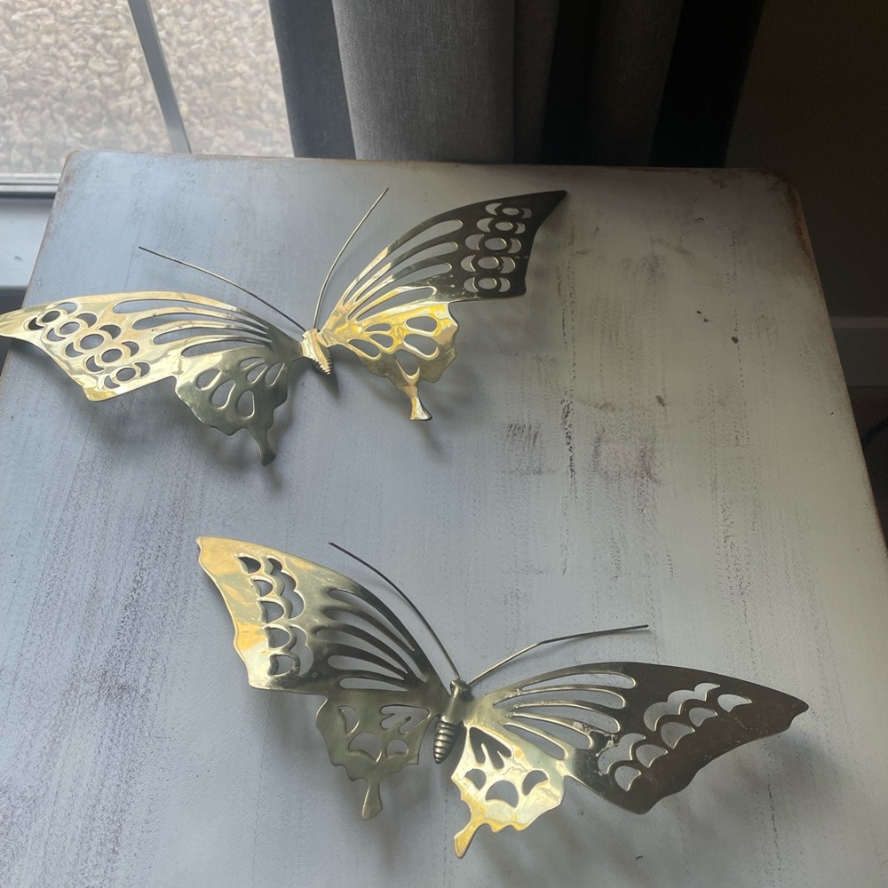 MidCentury Heavy Brass Butterflies